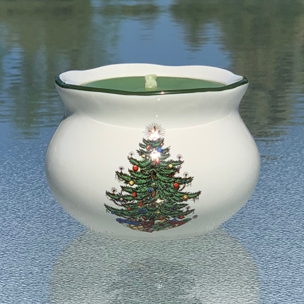 Cuthbertson Original Christmas Tree Narrow Green Band Votive Candle, England